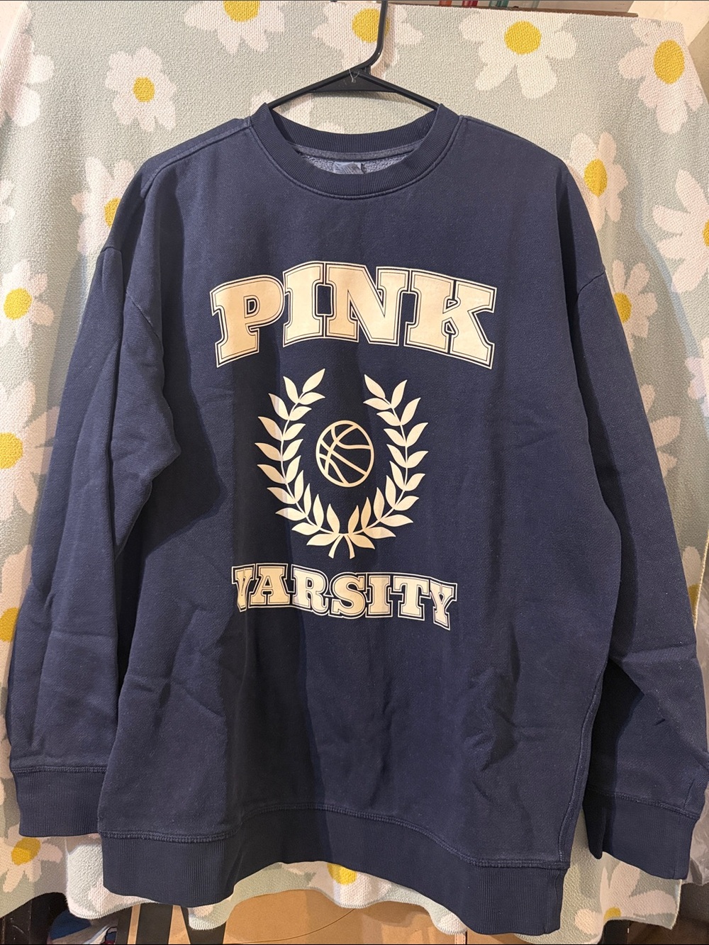 PINK Victoria's Secret Navy Blue Varsity Logo Crewneck Sweatshirt